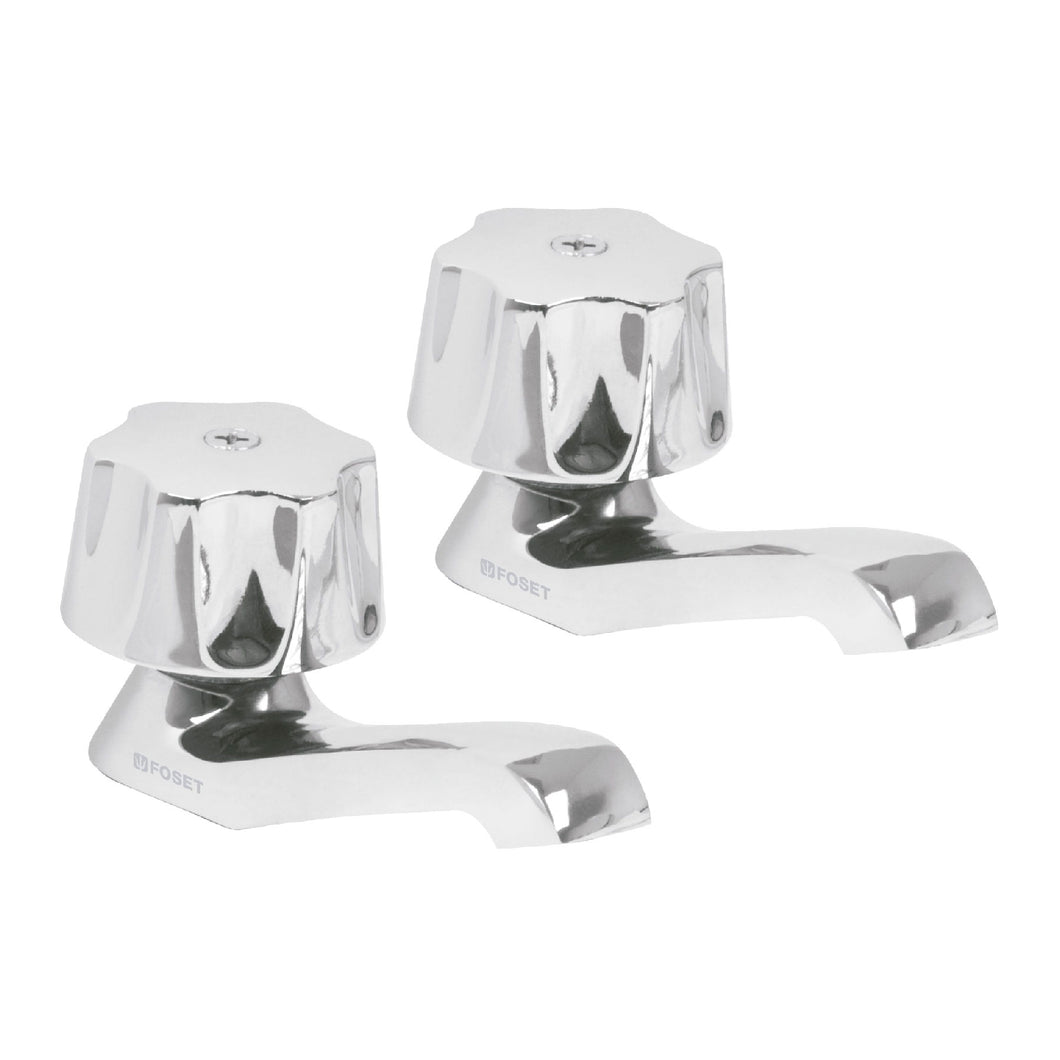 Juego 2 llaves para lavabo, manerales hexagonal, Basic