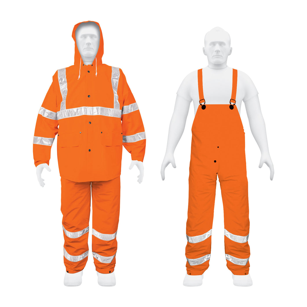 Conjunto impermeable c/reflejante, naranja, talla M, PVC