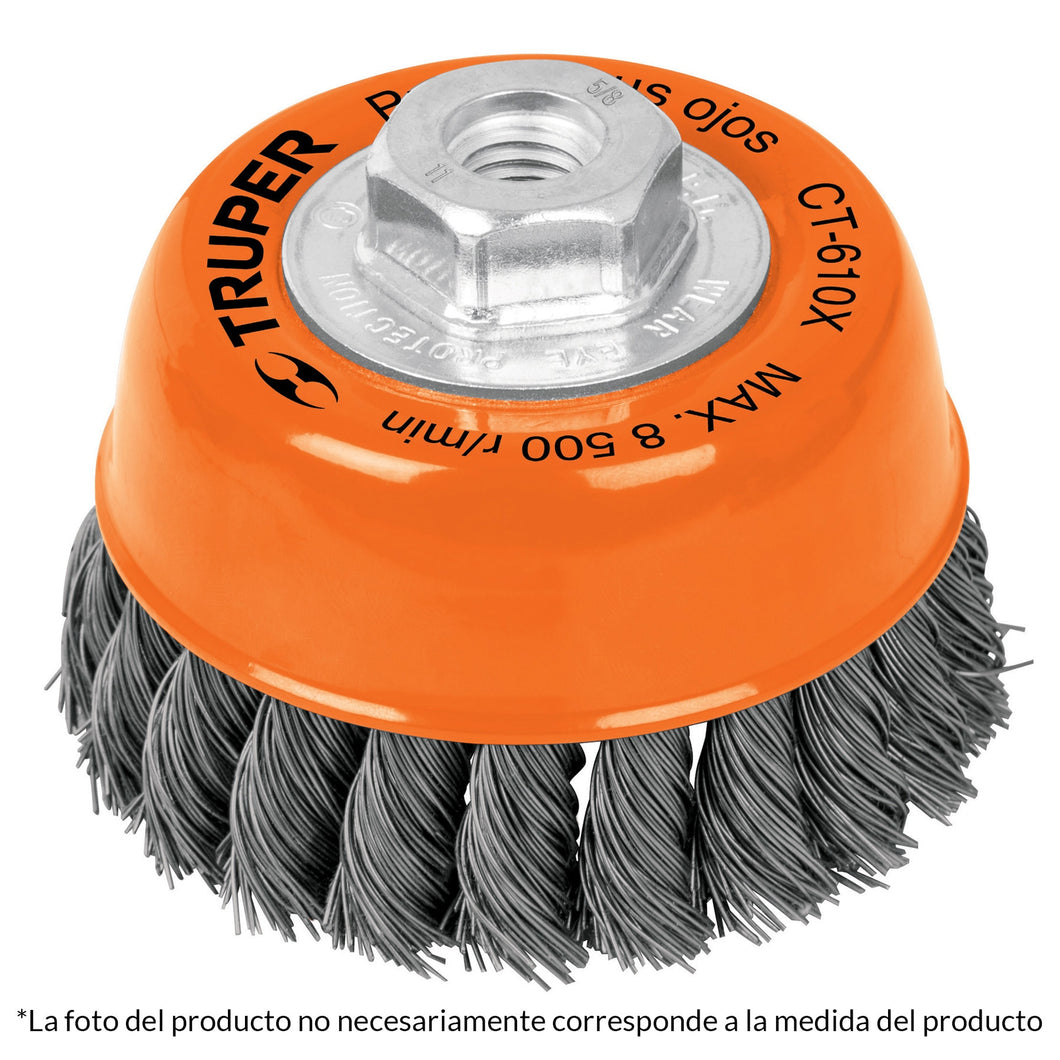 Carda copa,alambre trenzado grueso,4xM14', mm para esmeril