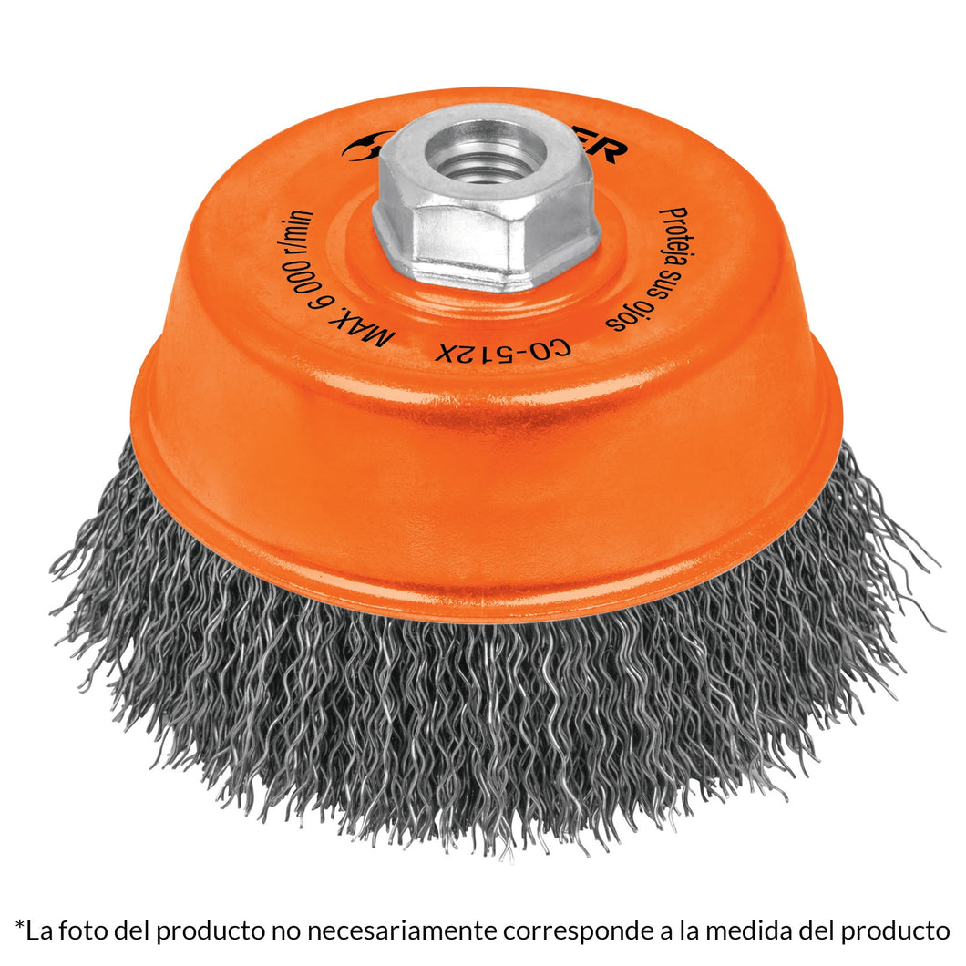 Carda de copa, alambre ondulado grueso, 5',M14' mm p/esmeril