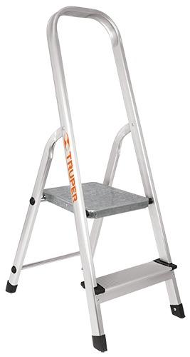 Escalera tubular, plegable, 2 peldaños, aluminio