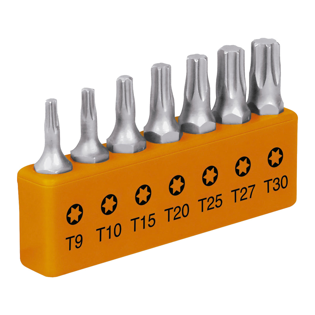 Juego de 7 puntas Torx, largo 1', en organizador