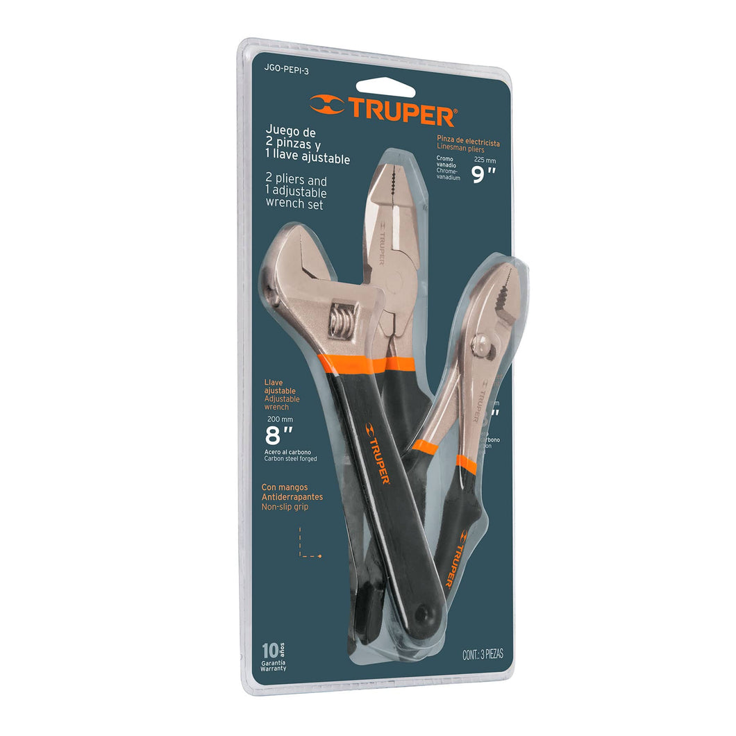 Juego de perico y pinzas, 3 piezas