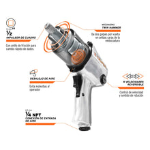 Cargar imagen en el visor de la galería, Llave neumática de impacto, industrial, 1/2&#39;, kit
