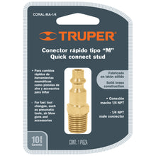 Cargar imagen en el visor de la galería, Conector rápido, tipo M, niquelado, cuerda 1/4 NPT, macho
