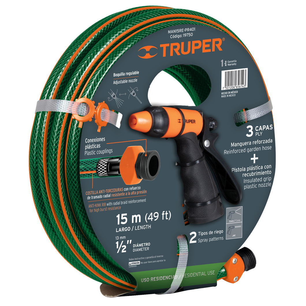 Combo de manguera MAN-15X1/RE y pistola PR-401, 15 m