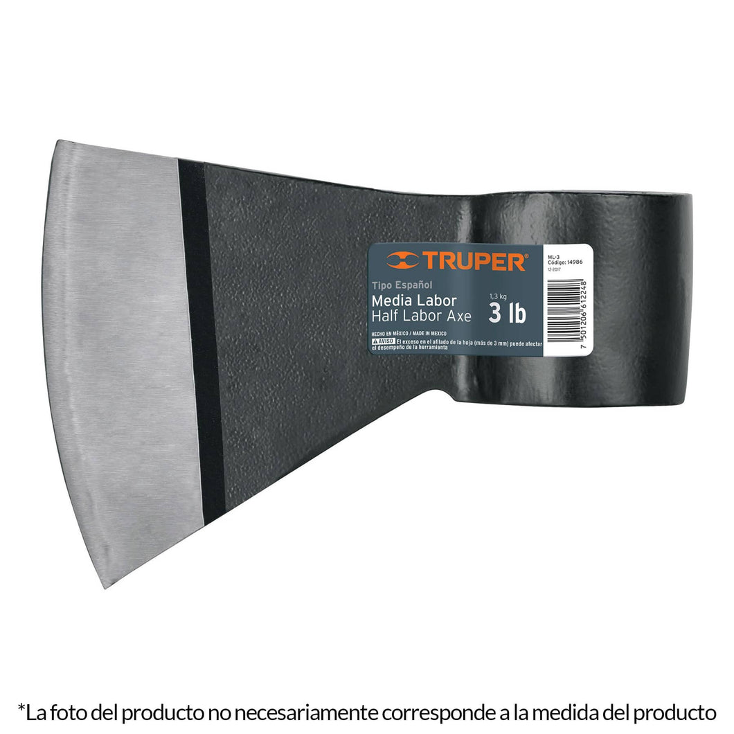 Hacha media labor, ojo redondo, 4 lbs, sin mango