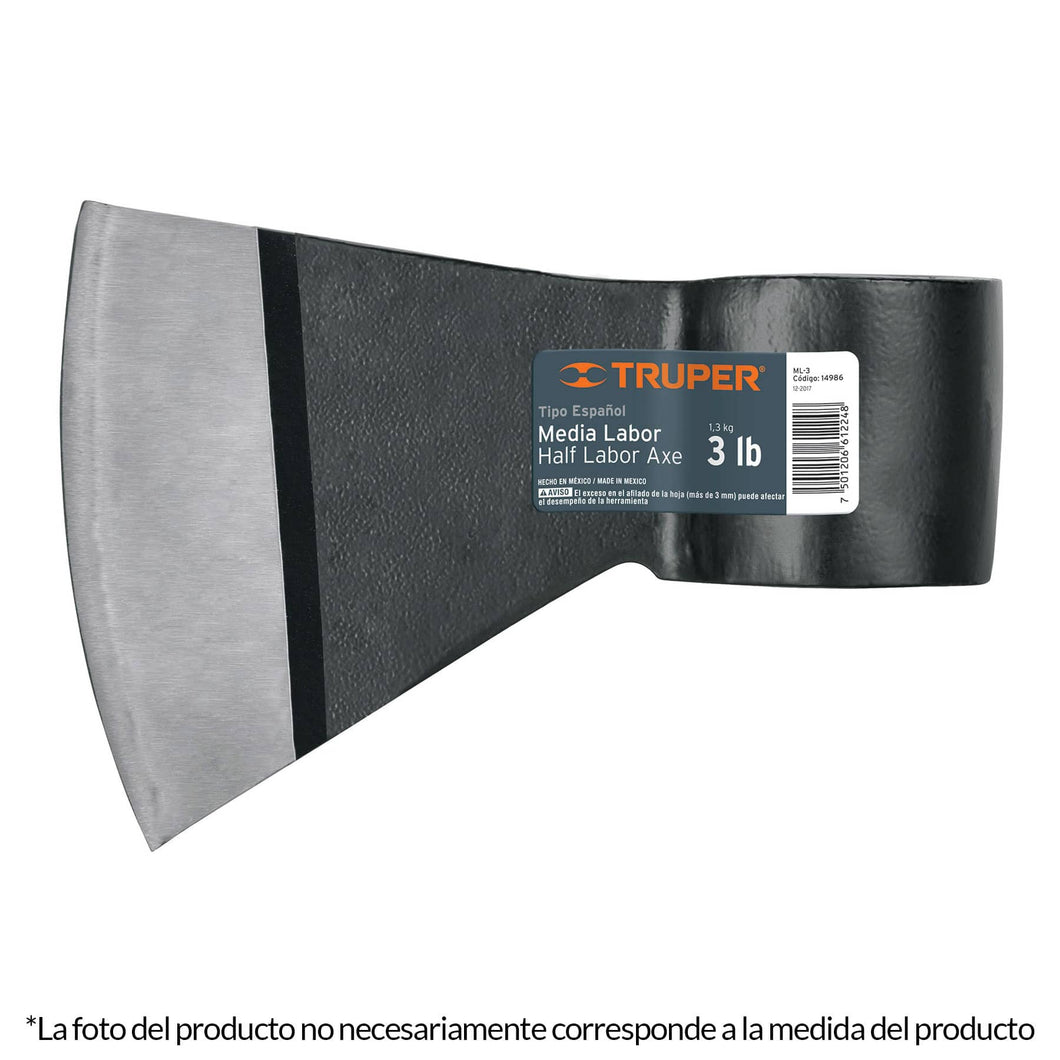 Hacha media labor, ojo redondo, 5 lbs, sin mango