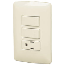 Cargar imagen en el visor de la galería, Placa armada contacto 2 interruptores,marfil, línea Italiana
