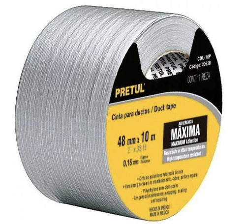 Cinta para ducto, 30 m, Pretul