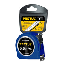 Cargar imagen en el visor de la galería, Flexómetro azul, 5.5m, cinta 19mm, Pretul, tarjeta plástica
