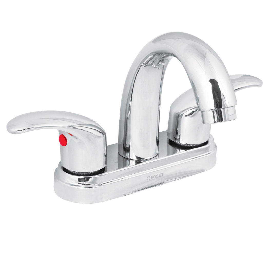 Mezcl. lavabo, manerales palanca, cuello alto, acero inox,Aq