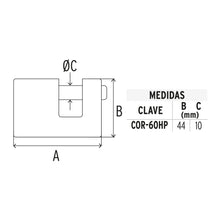 Cargar imagen en el visor de la galería, Candado antipalanca, 60mm, cuerpo de hierro, Hermex Basic
