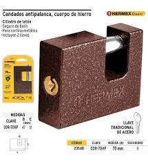 Candado antipalanca, 70mm, cuerpo de hierro, Hermex Basic