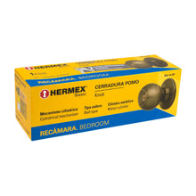 Cargar imagen en el visor de la galería, Cerradura pomo, LA, recámara, cilíndrica, Hermex Basic
