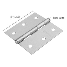 Cargar imagen en el visor de la galería, Bisagra cuadrada 3&#39;, acero cromo mate, plana, Hermex Basic
