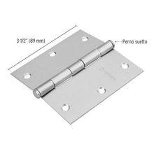Cargar imagen en el visor de la galería, Bisagra cuadrada 3-1/2&#39;, acero cromo mate,plana,Hermex Basic
