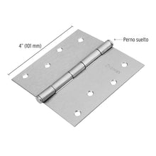 Cargar imagen en el visor de la galería, Bisagra cuadrada 4&#39;, acero cromo mate, plana, Hermex Basic
