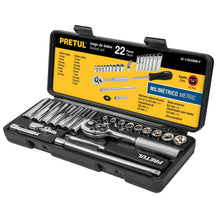 Cargar imagen en el visor de la galería, Juego de autoclé, cuadro 1/4&#39;, 22 pzas, milimétricos, Pretul
