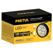 Cargar imagen en el visor de la galería, Linterna recargable de Leds, 145 lúmenes, Pretul

