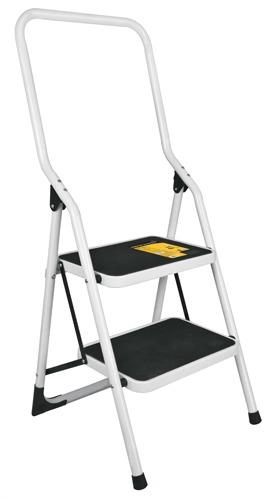 Escalera tubular, plegable, 2 peldaños con barandal, Pretul