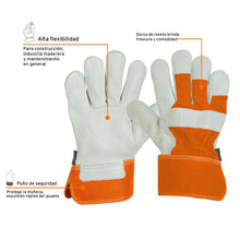 Cargar imagen en el visor de la galería, Guantes de piel de res y dorso de loneta
