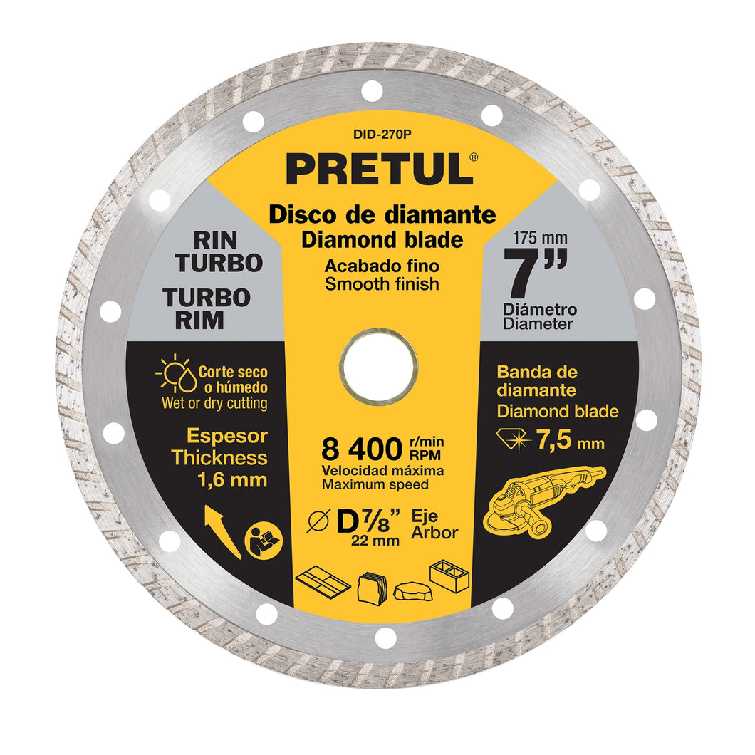 Disco de diamante, rin turbo, 7', Pretul