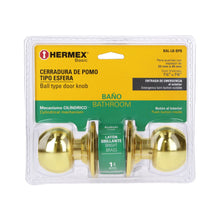 Cargar imagen en el visor de la galería, Cerradura esfera, cilíndrico, baño, brillante, HB, blister

