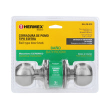 Cargar imagen en el visor de la galería, Cerradura esfera, cilíndrico, baño, cromo, HB, blister
