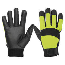 Cargar imagen en el visor de la galería, Guantes mecánico, alta visibilidad, palma poliuretano, verde
