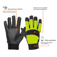 Cargar imagen en el visor de la galería, Guantes mecánico, alta visibilidad, palma poliuretano, verde
