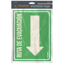 Cargar imagen en el visor de la galería, Letrero de señalización &#39;RUTA EVACUACIÓN IZQUIERDA&#39;,21x28 cm
