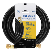 Cargar imagen en el visor de la galería, Manguera flexible negra, PVC, 3/8&#39;, 250 PSI,con conexión, 4m
