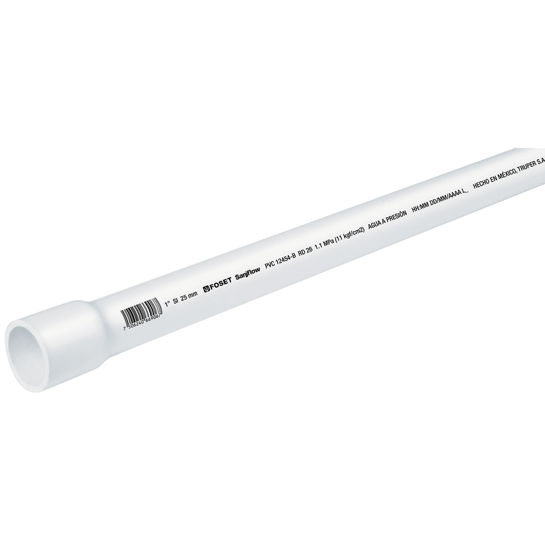 Tubo hidráulico PVC, 1', RD 26, 3 metros