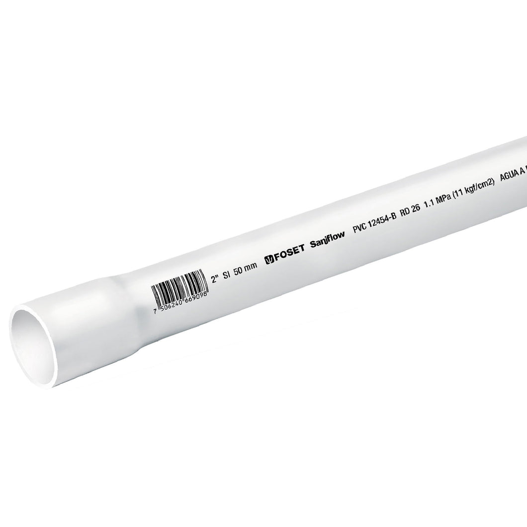 Tubo hidráulico PVC, 2', RD 26, 3 metros