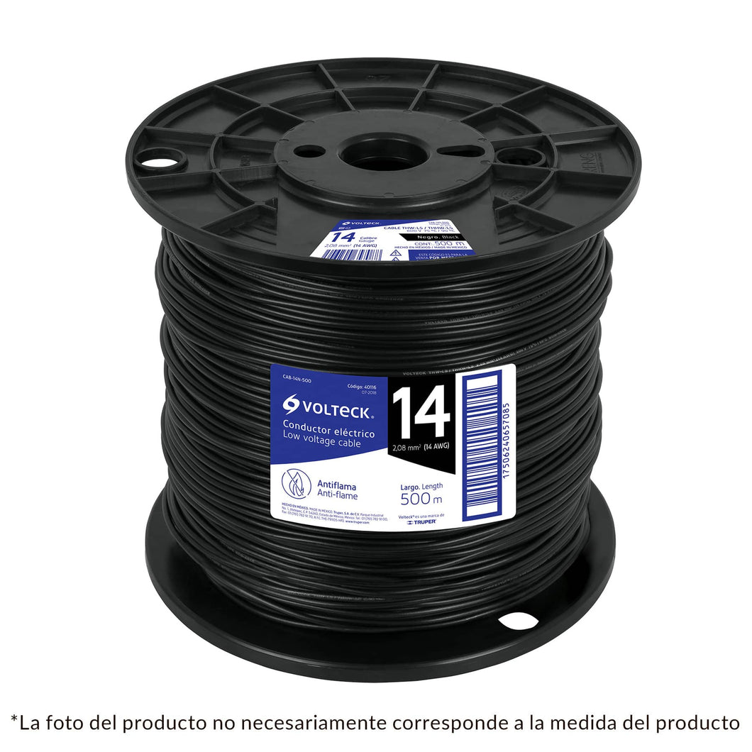 Cable THHW-LS, 10 AWG, negro, bobina 500 m