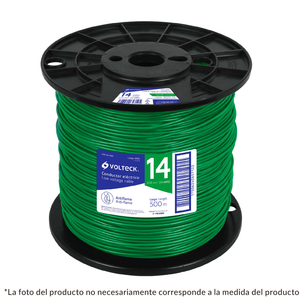 Cable THHW-LS, 8 AWG, verde, bobina 500 m