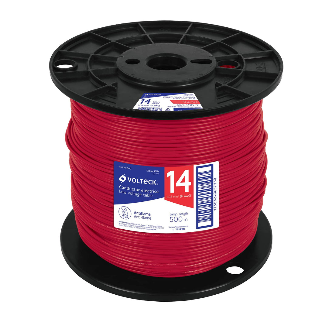 Cable THHW-LS, 14 AWG, rojo, bobina 500 m