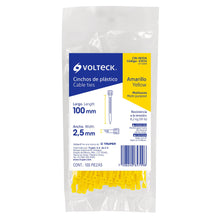 Cargar imagen en el visor de la galería, Cincho plástico amarillo 18 lb, 10 cm bolsa con 100 piezas
