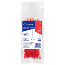 Cargar imagen en el visor de la galería, Cincho plástico rojo 40 lb, 15 cm bolsa con 50 piezas
