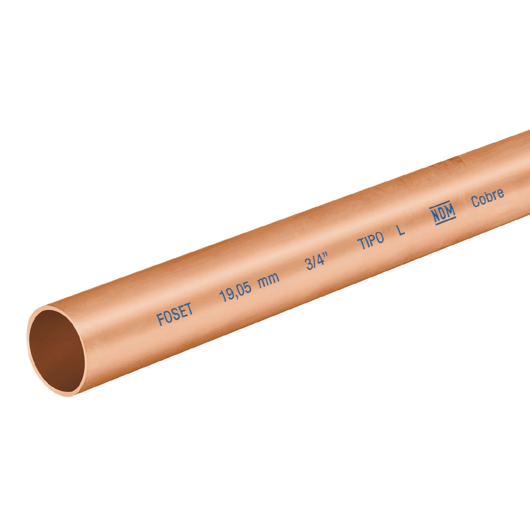 Tubo cobre tipo 'L', 3/4', 3 metros