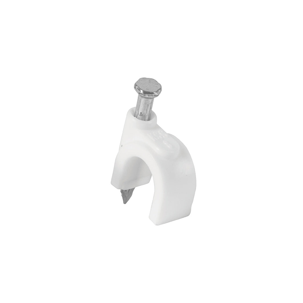 Grapa para cable redondo, 6 mm, blanca, bolsa 500 piezas