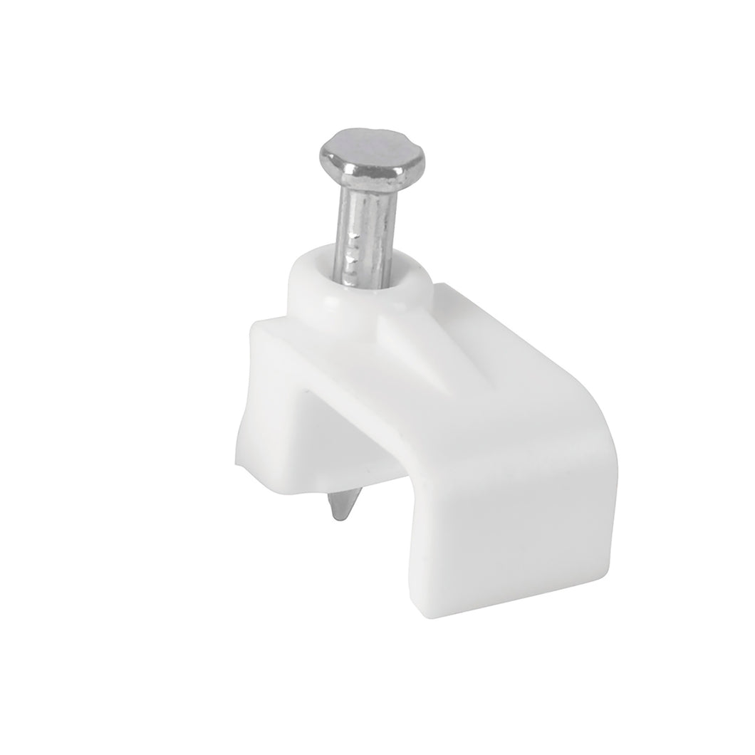 Grapa para cable plano, 6 x 9.5 mm, blanca, bolsa 500 pzas