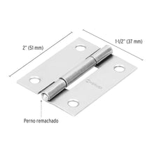 Cargar imagen en el visor de la galería, Bisagra rectangular 2&#39;, acero pulido
