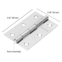Cargar imagen en el visor de la galería, Bisagra rectangular 3-1/2&#39;, acero pulido
