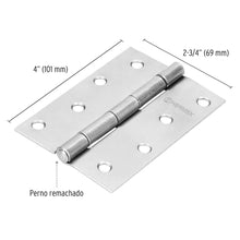 Cargar imagen en el visor de la galería, Bisagra rectangular 4&#39;, acero pulido

