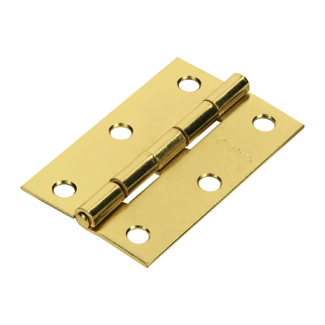 Bisagra rectangular 2-1/2', acero latonado