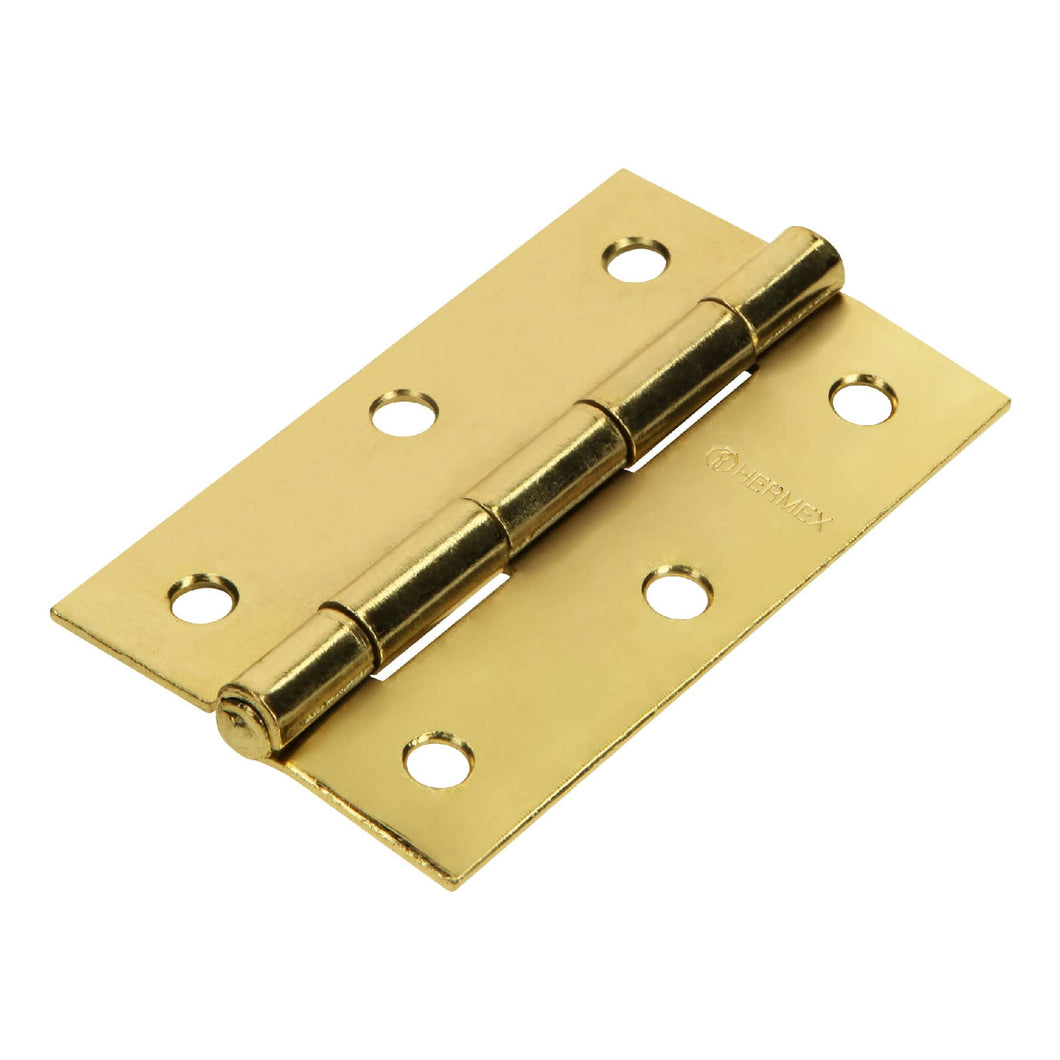 Bisagra rectangular 3-1/2', acero latonado