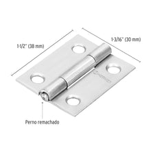 Cargar imagen en el visor de la galería, Bisagra rectangular 1-1/2&#39;, acero inoxidable
