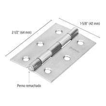 Cargar imagen en el visor de la galería, Bisagra rectangular 2-1/2&#39;, acero inoxidable
